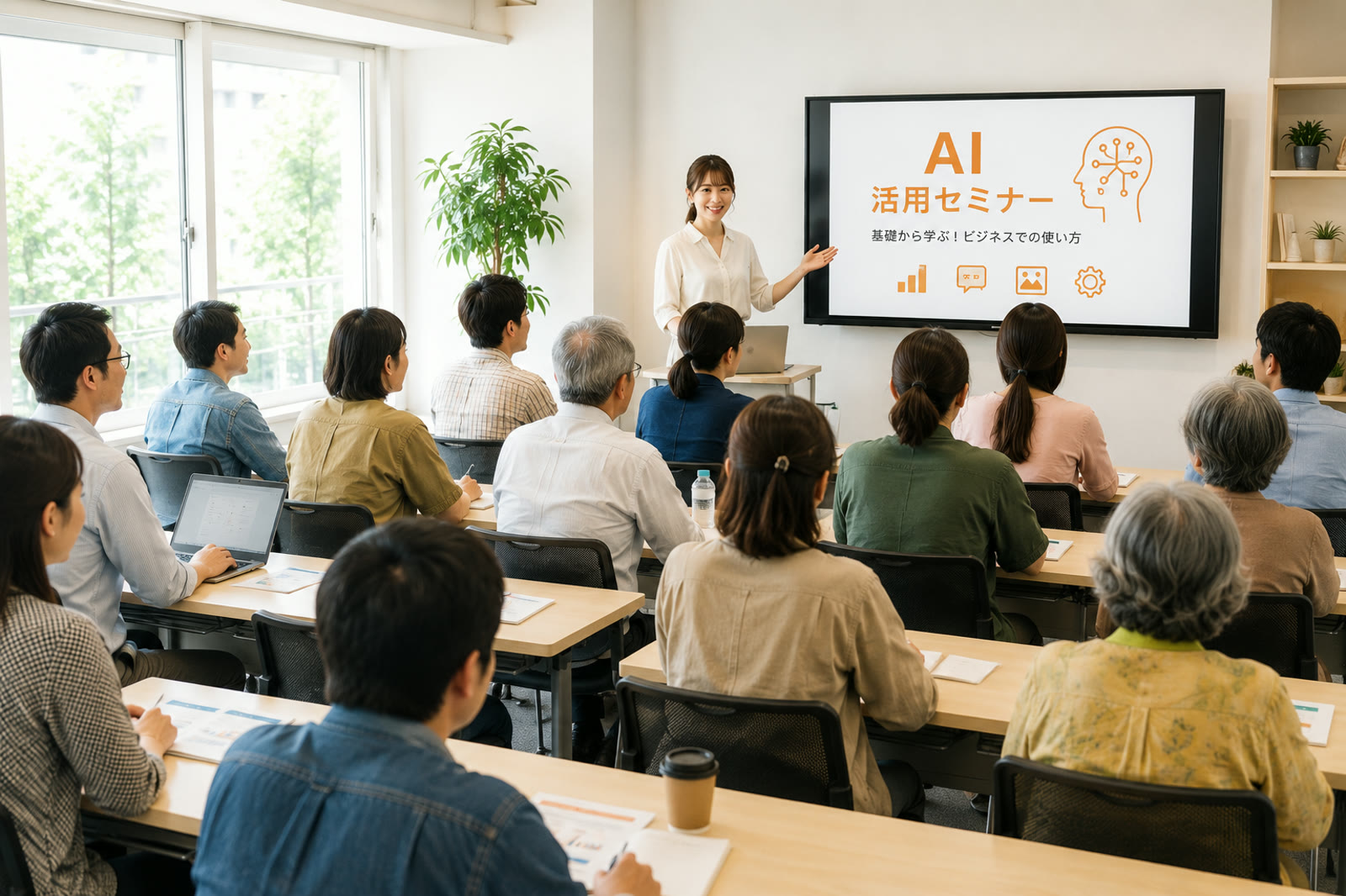 大人数で行われたAI活用セミナーの様子